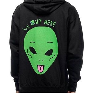 RIPNDIP We Out Here Alien Black Hoodie Skateboard Pullover Sweater Skater Size M
